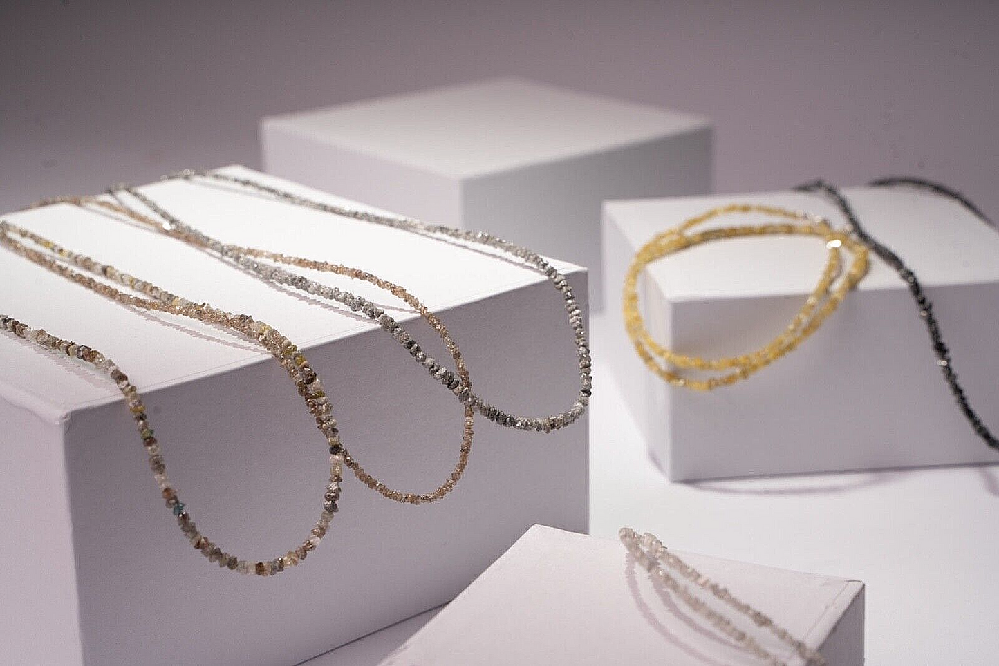 Real Multi Rough Diamond Chain With 925 Silver Clasp About 45 Cm Very Beautiful