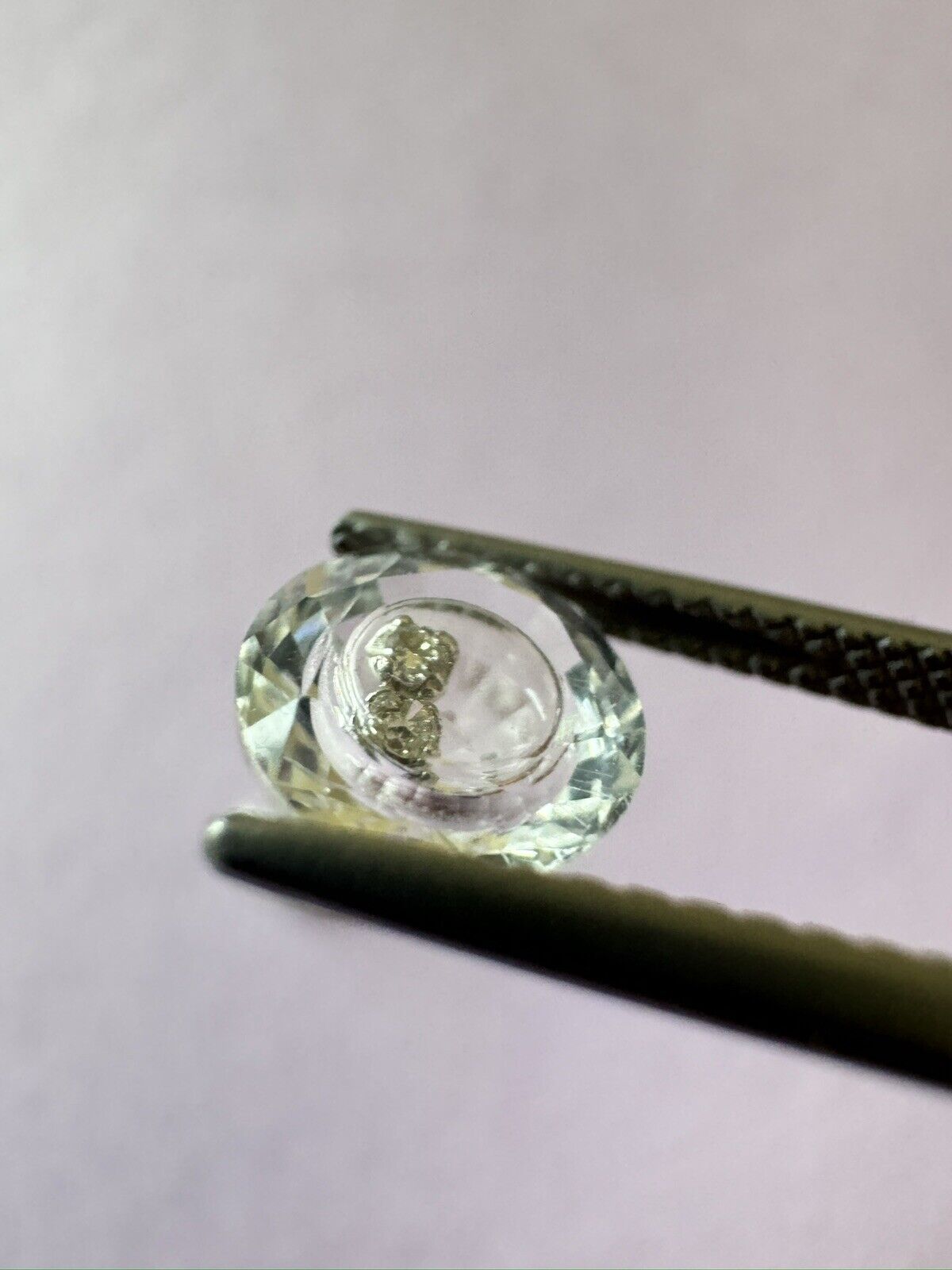 Very unusual pair of diamonds in rock crystal 2- 3,28cts