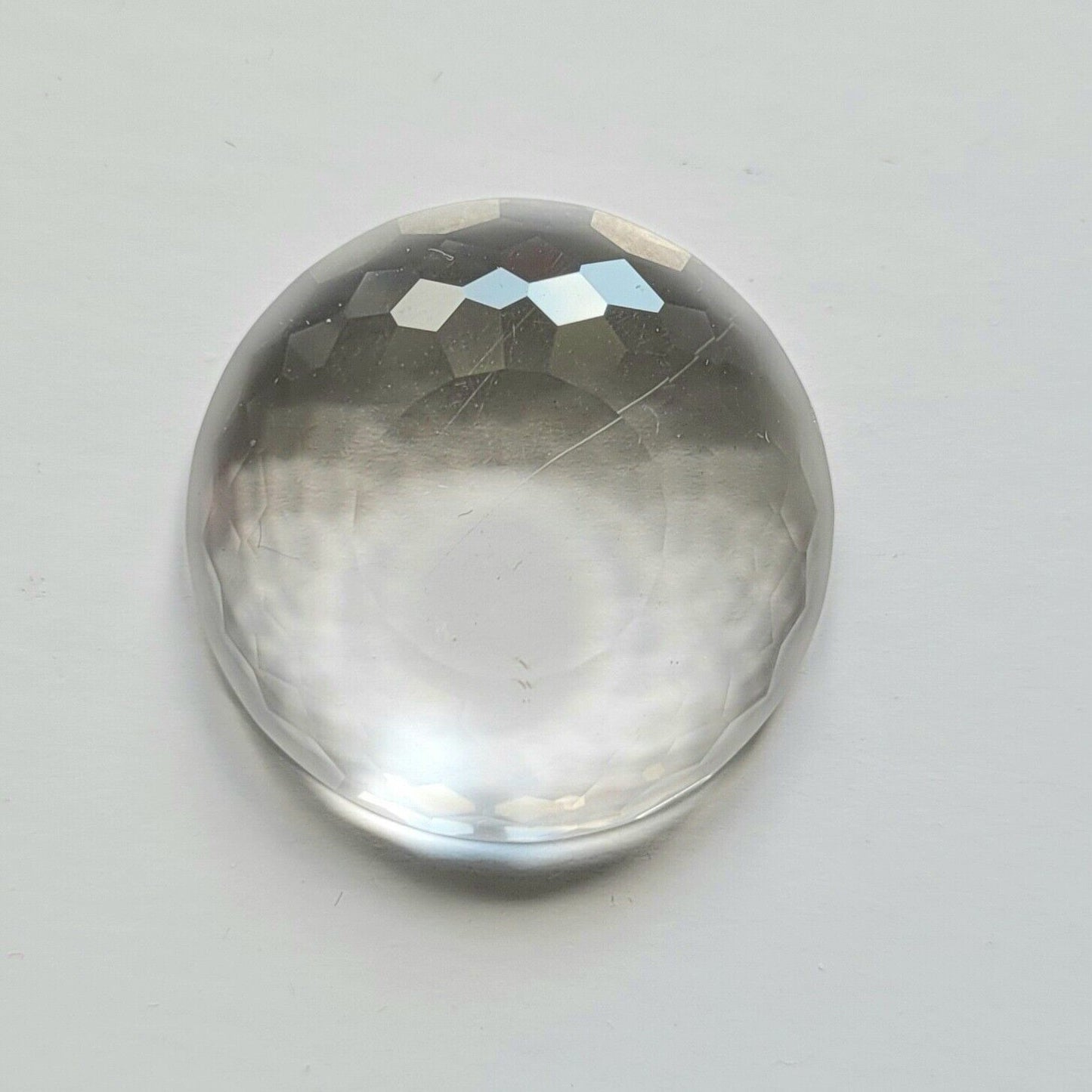 Rock Crystal White Round Faceted 27 mm 37.75 Carat Transparent Very Beautiful