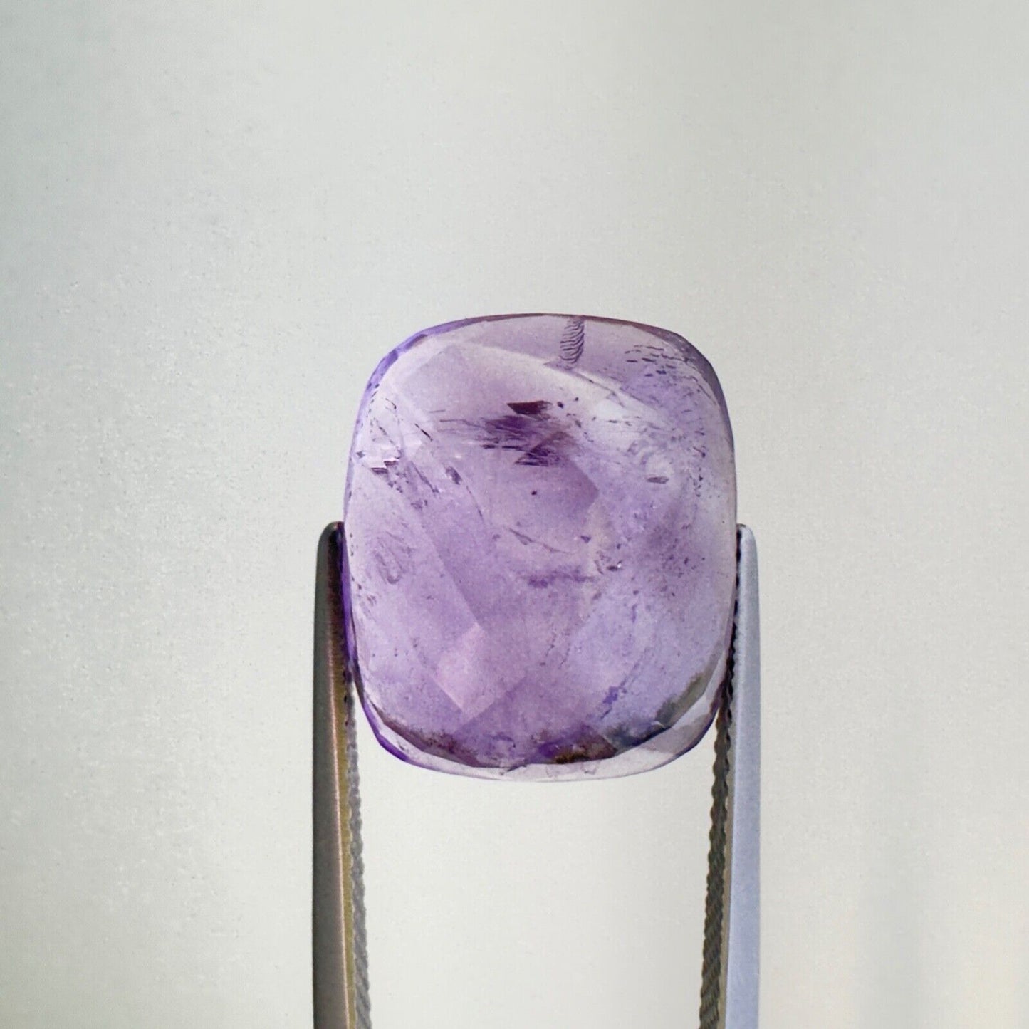 Amethyst Purple Cushion Cut Faceted 16 x 13,5 mm 12,96 Carat With Inclusions