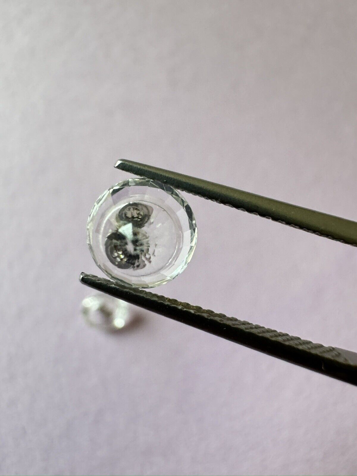 Very unusual pair of diamonds in rock crystal 2- 3,28cts