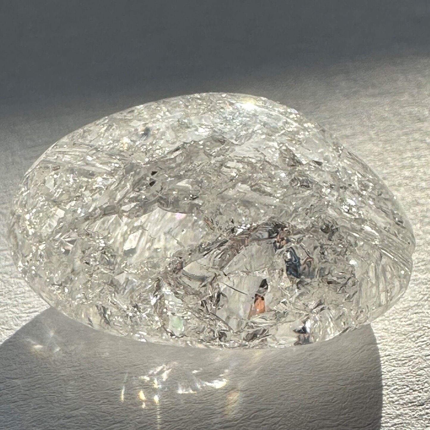 Polished mountain crystal Very nice interior Drilled 25,50mm x 19,04mm 42,74cts