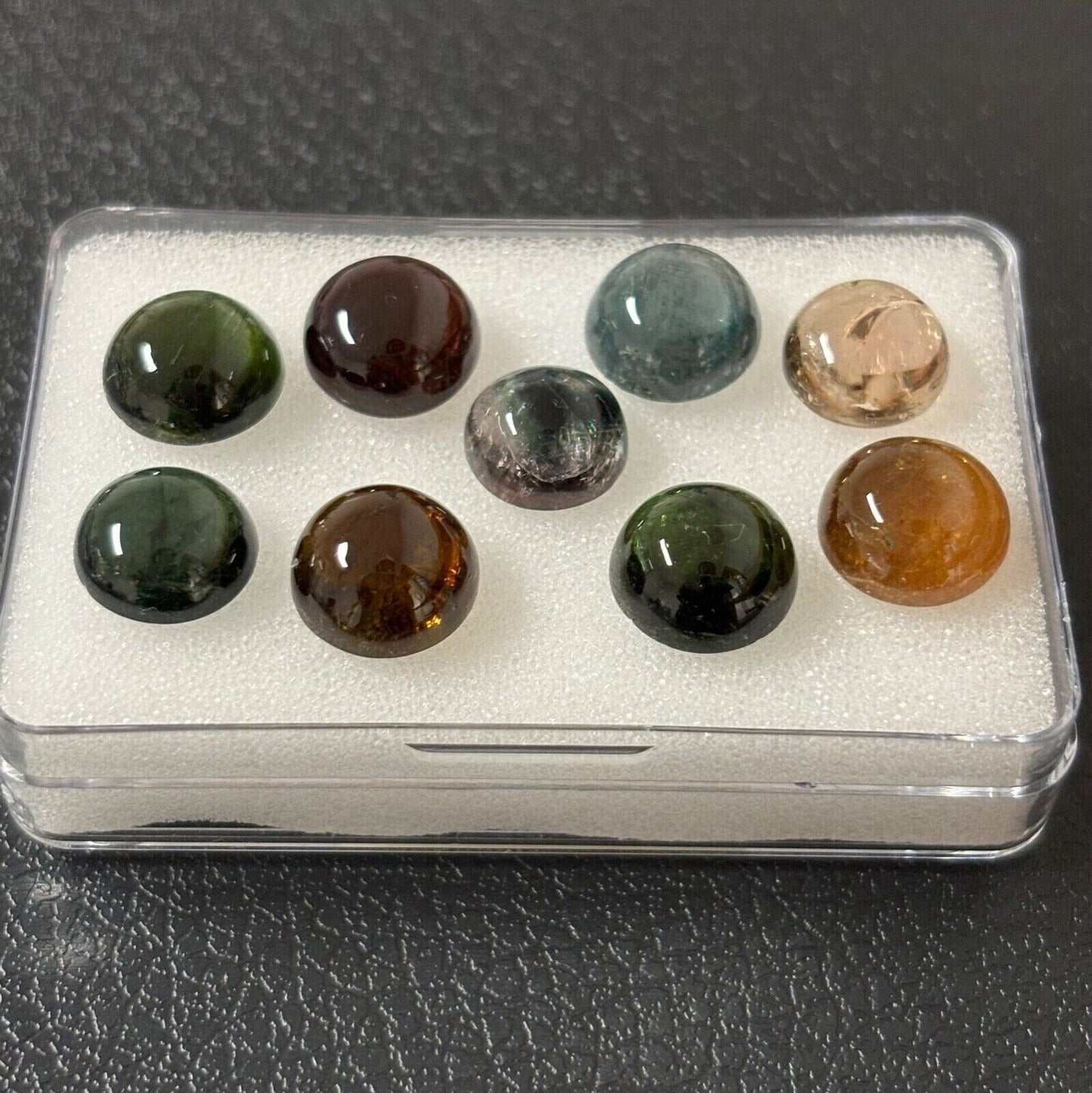 Tourmaline Round Cabochon With Inclusions Approx. 9-9.8 mm 3.77 Cts.