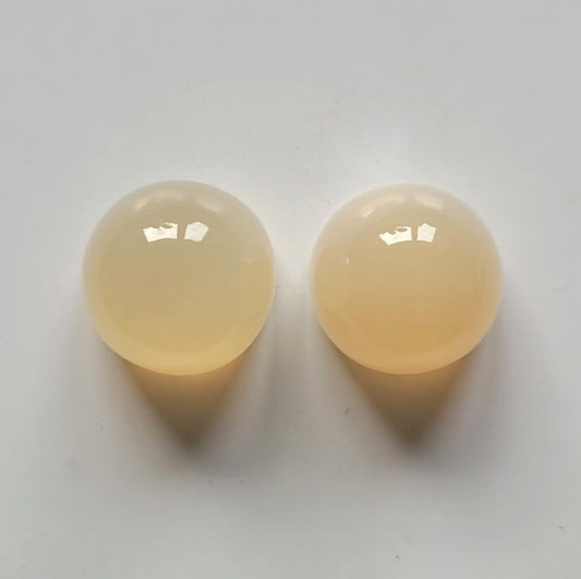 Moonstone Thick Round Cabochon Shiny Gemstones 13 mm 25.24 Carats Beautiful Pair
