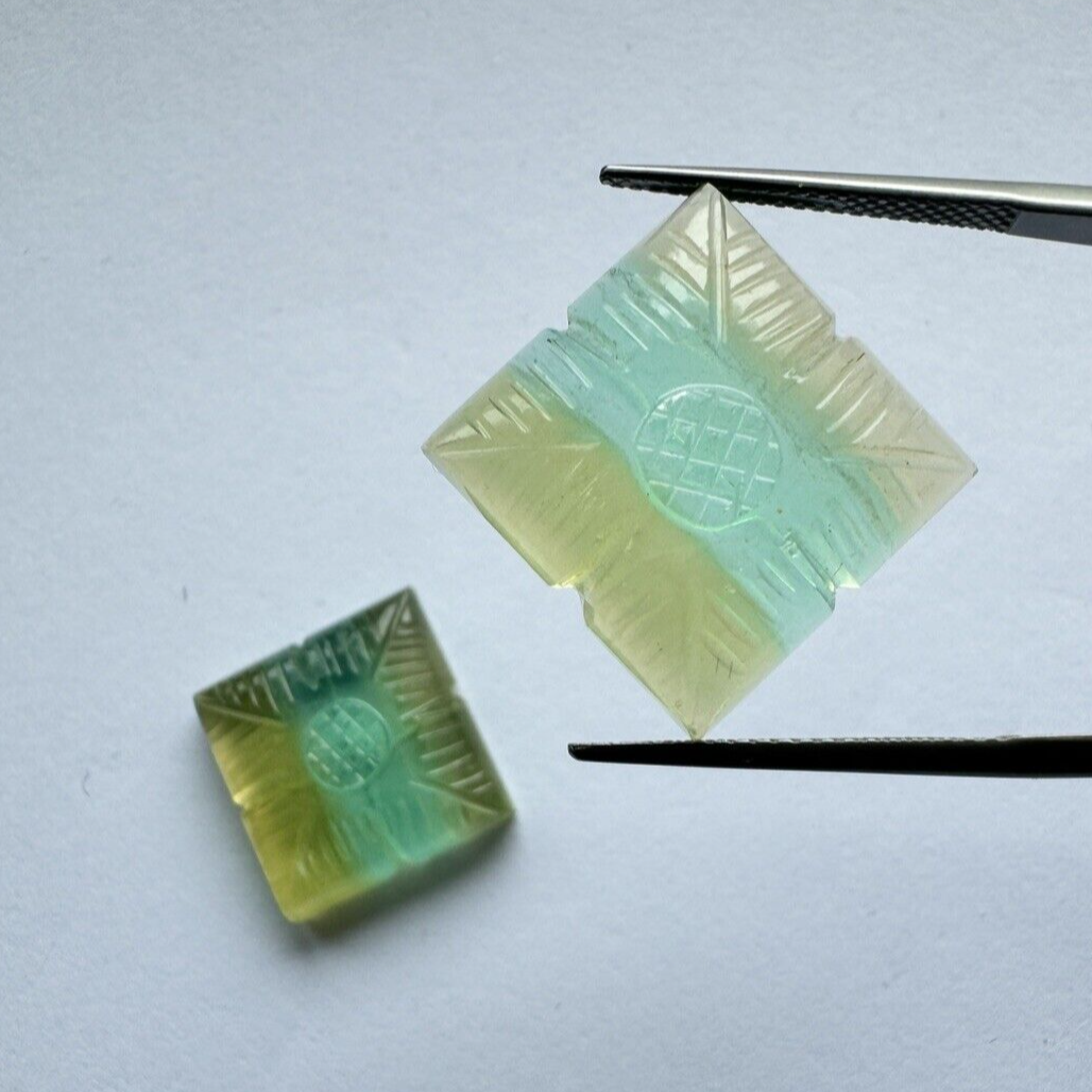 Elaborate Carved Fluorite Pair