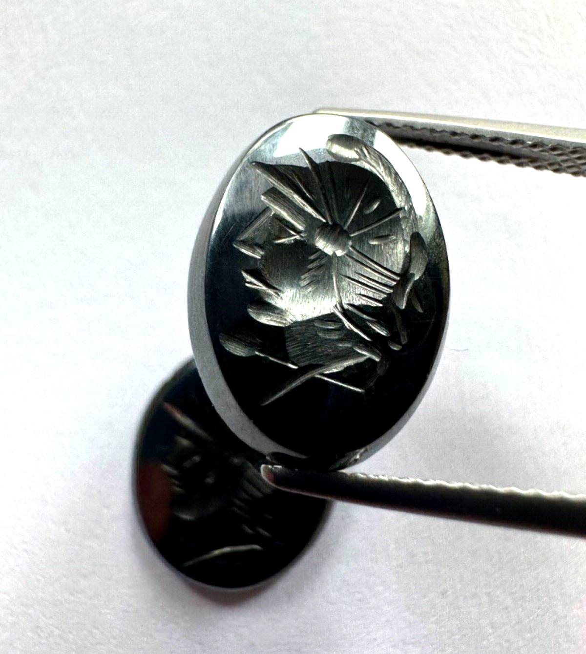 Natural Beauty With oval hematite engraving