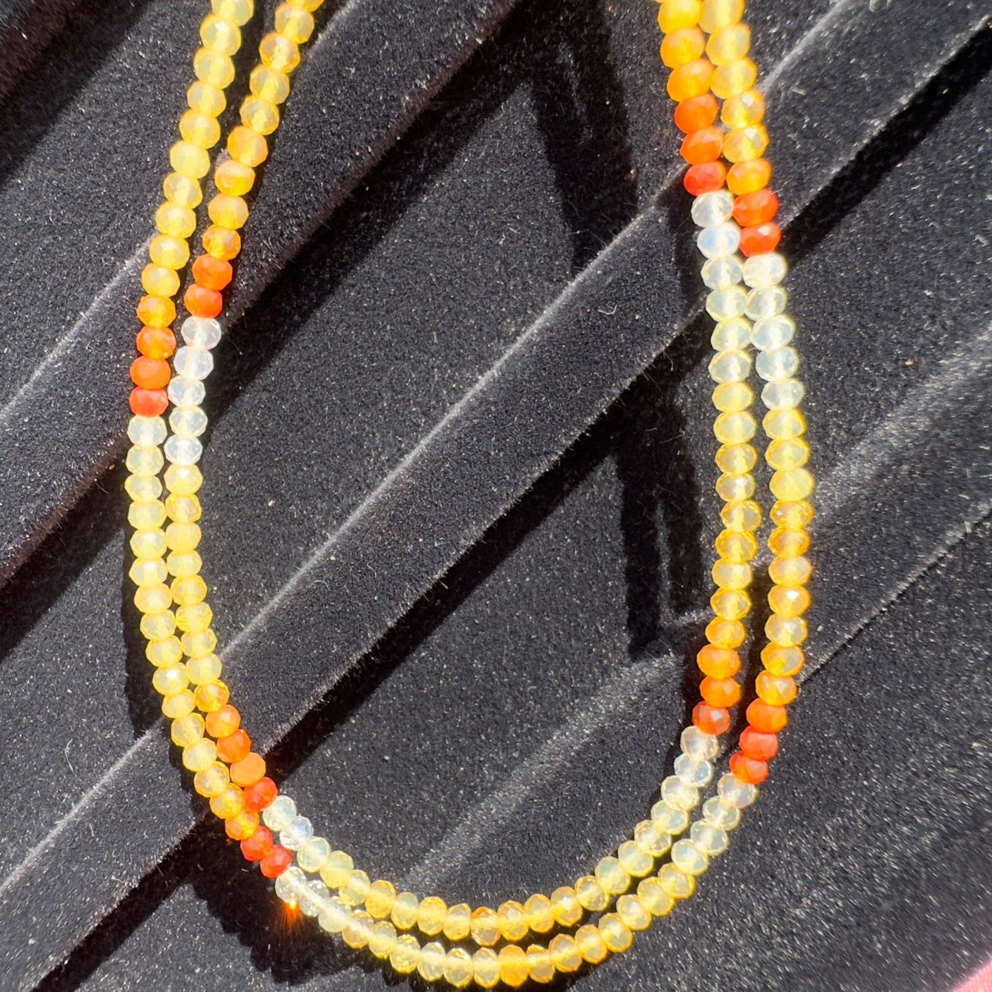 AAA+ Mexican Fire Opal Faceted Round 3mm Beads String Of 42 Cm