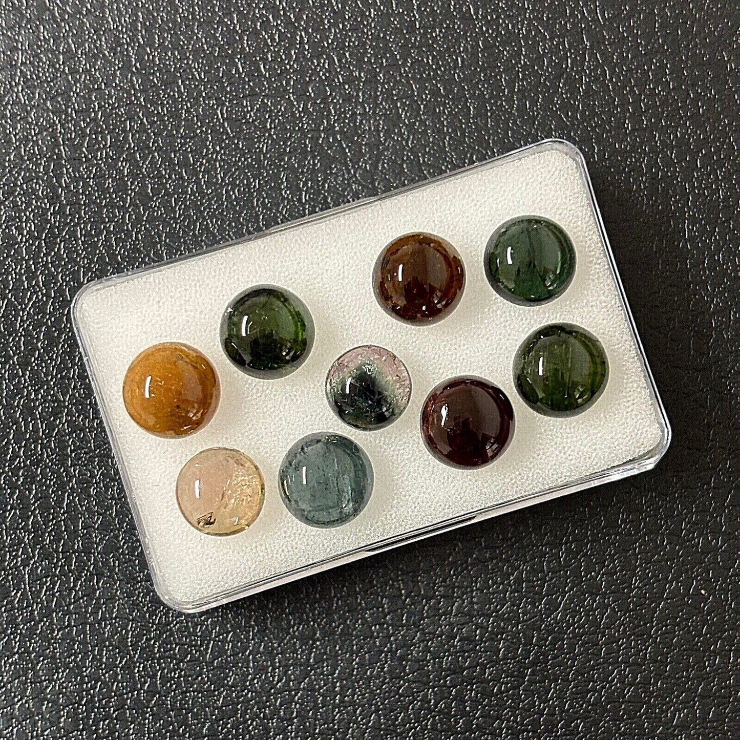 Tourmaline Round Cabochon With Inclusions Approx. 9-9.8 mm 3.77 Cts.
