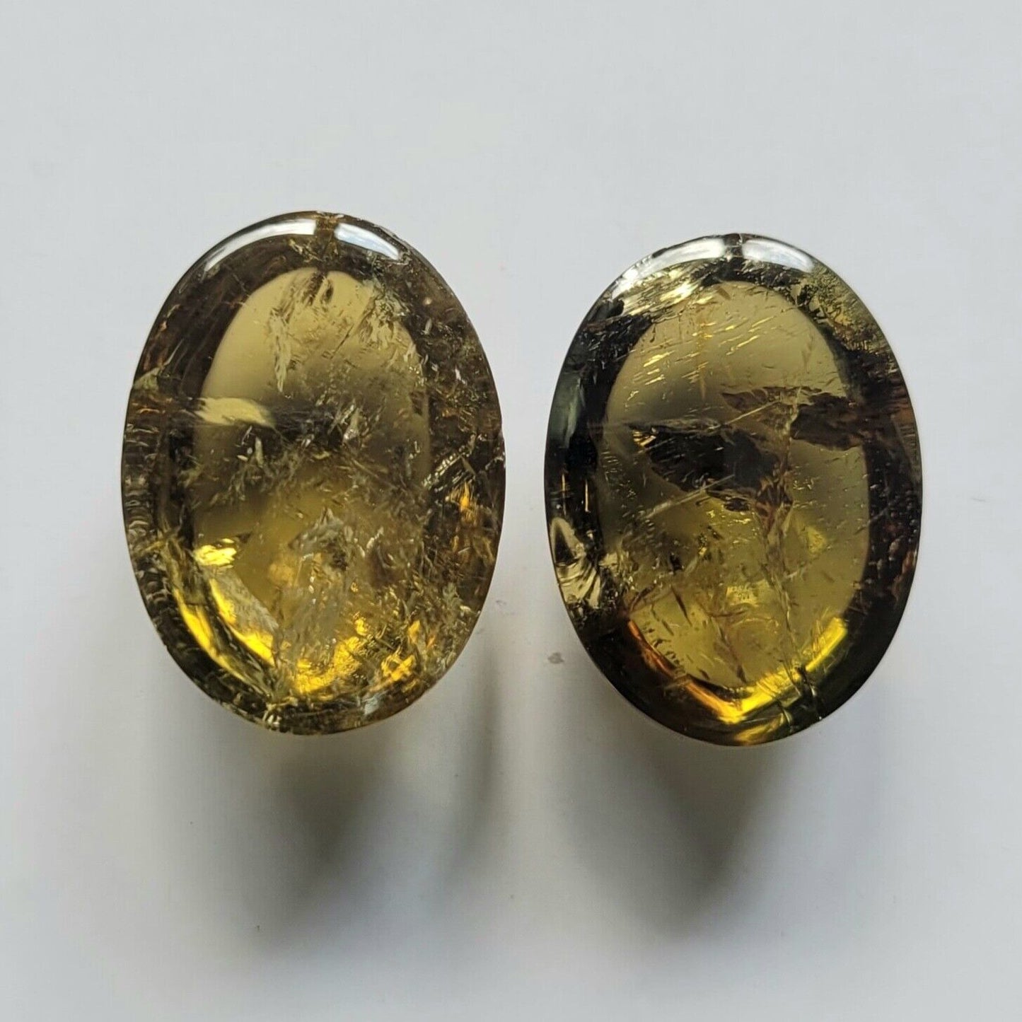 Tourmaline Natural Rusty Golden Oval Cabochon 19.4 x 14mm 44 Carat Beautiful Pair