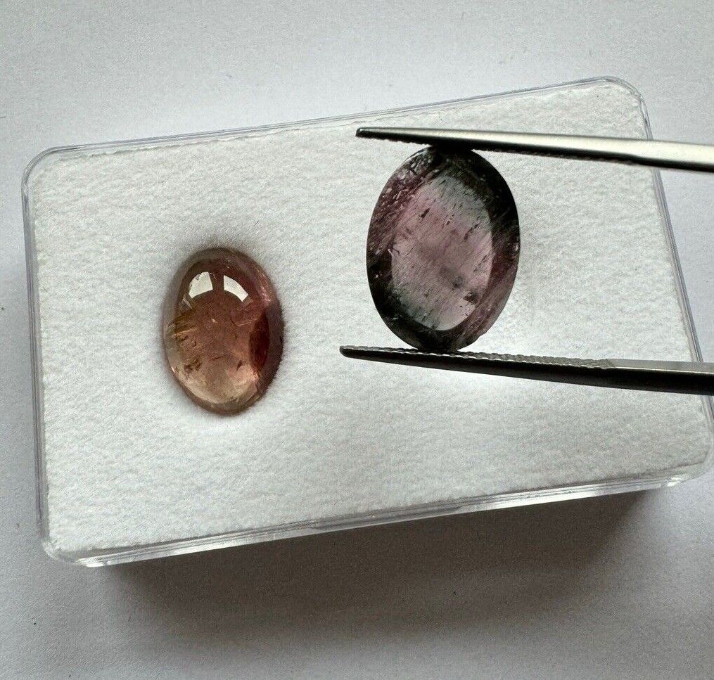 Natural Tourmaline Pair Great Colour Scheme Cabochon 14,22cts