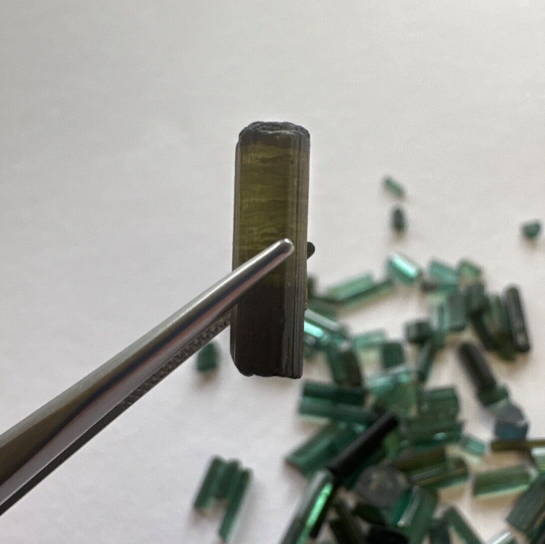 5 Pieces Very Rare Green Raw Tourmaline With Bling And Inclusions