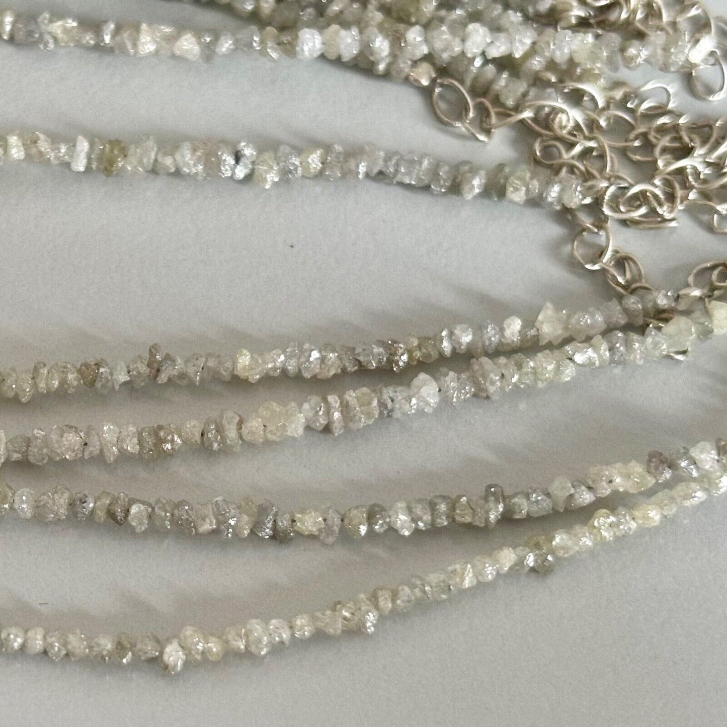 Echte graue Rohdiamant Kette mit 925 Silberverschluss ca. 45 cm wunderschön