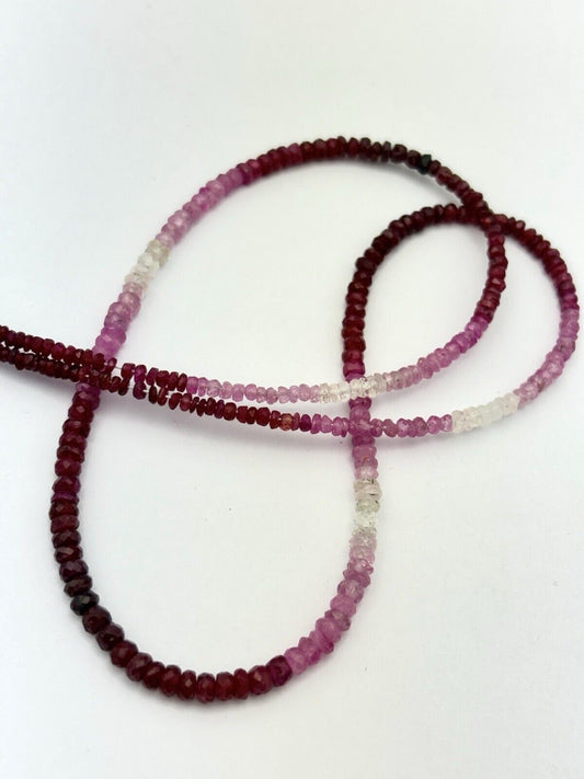 Delicate Shaded Ruby Beads Faceted with gradient light pink to wine red