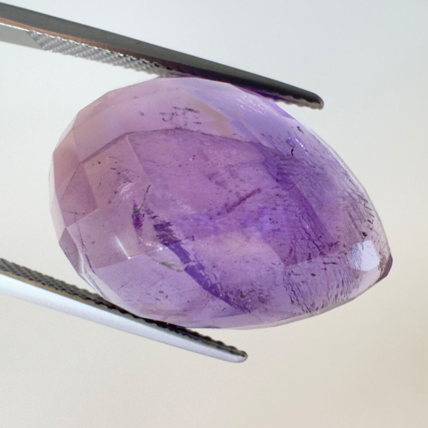 Amethyst Purple Drop Cut Faceted 22.3x16.8mm 22.13 Carat With Inclusions