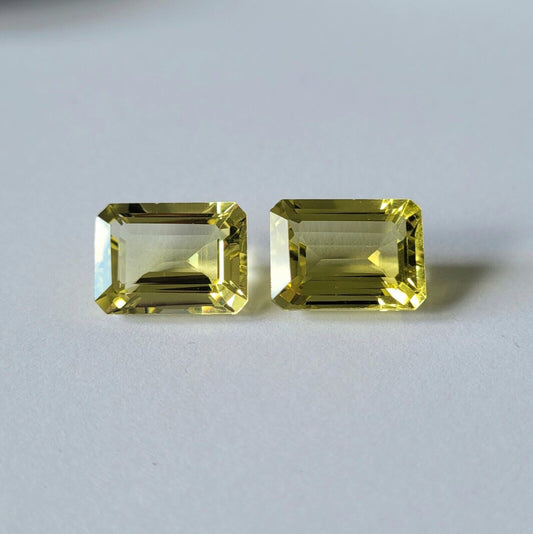 Citrine Light Lemon Yellow Emerald Cut Faceted Very Nice Stone Selection