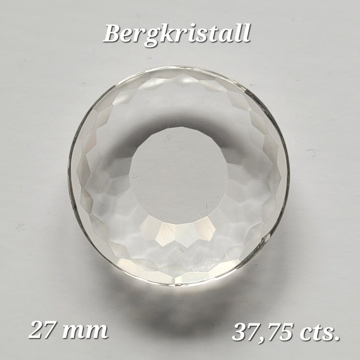 Rock Crystal White Round Faceted 27 mm 37.75 Carat Transparent Very Beautiful