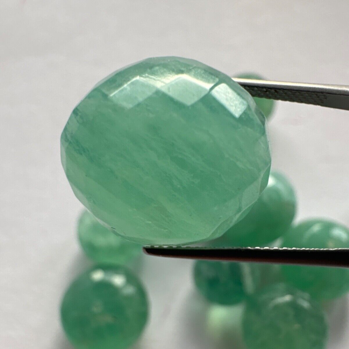 Chrysoprase Loose Beads Different Size Faceted Balls Set Of 2