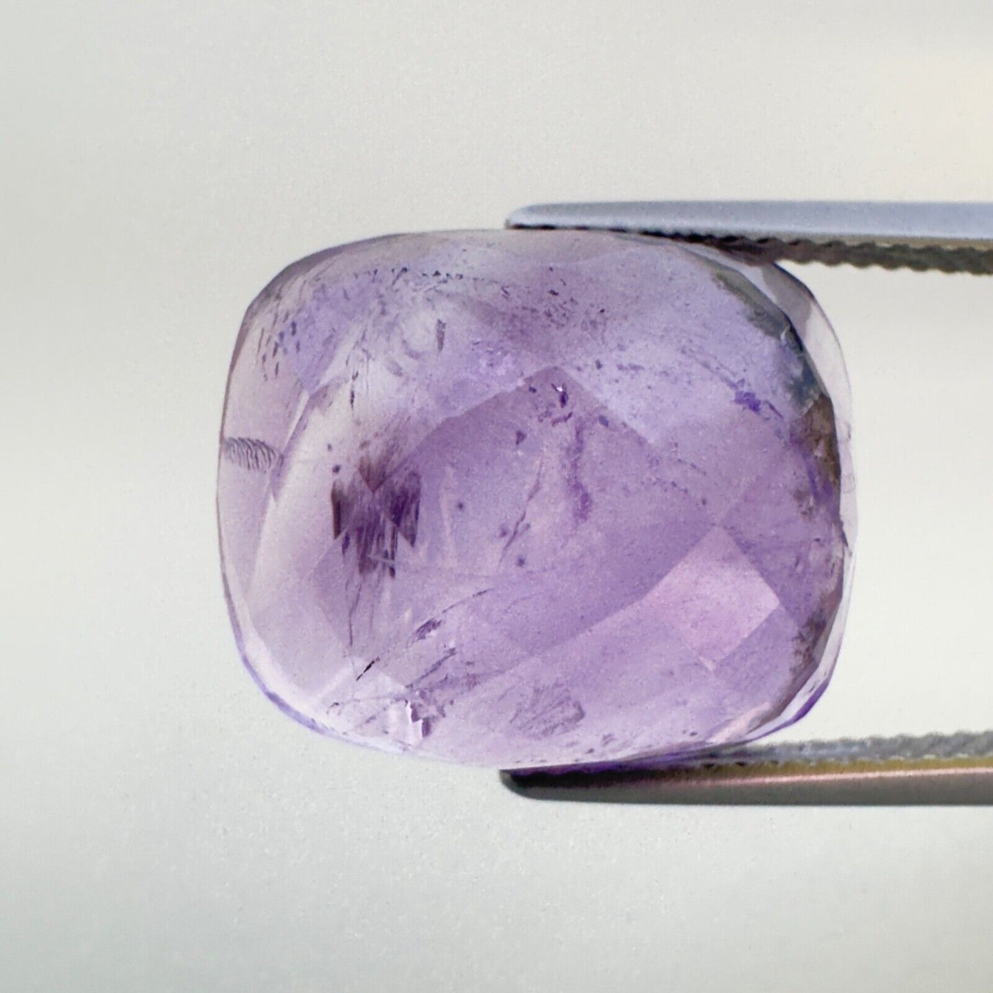 Amethyst Purple Cushion Cut Faceted 16 x 13,5 mm 12,96 Carat With Inclusions