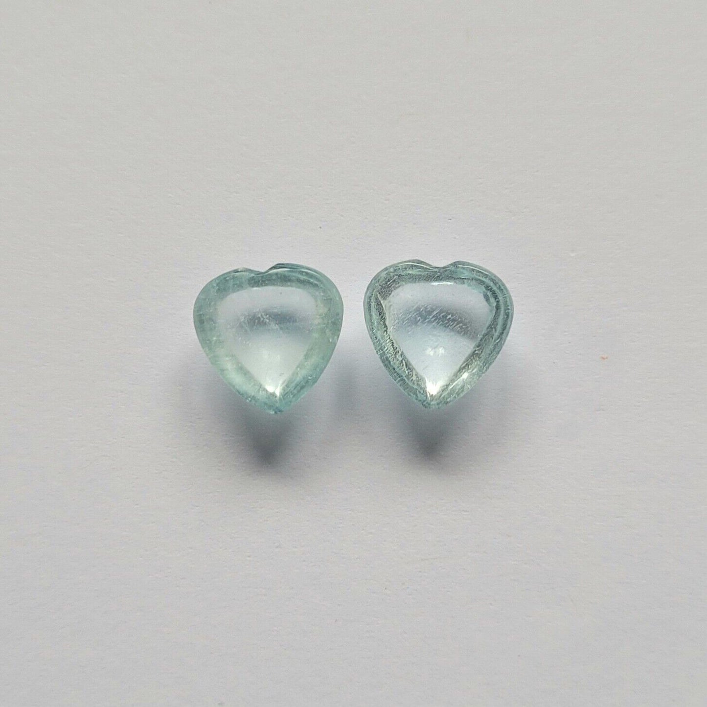 Aquamarine Natural Blue Heart Cut Cabochon 9 mm 4.79 Carats Pair