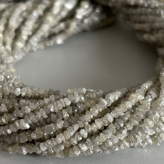 Real Grey Rough Diamant Necklace With 925 Silver Closure Ca. 45 Cm Beautiful