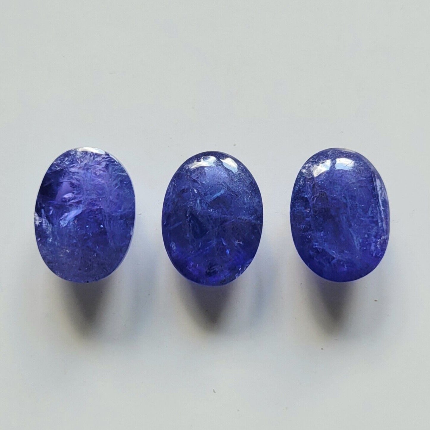 Tanzanite Natural Blue Oval Cabochon 16 x 12 mm 40.24 Carat Trio From Tanzania
