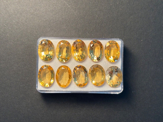 Citrine Sun Yellow Oval Cut Faceted 13.7-13.8 x 9.7-10.7mm 5.19 Carats