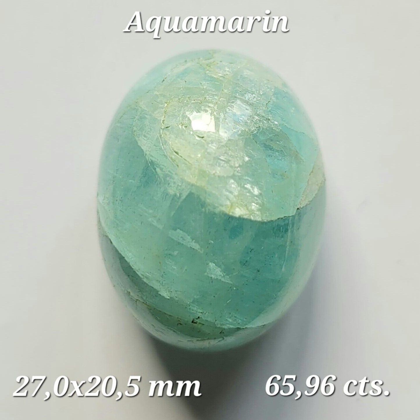 Aquamarine Blue Oval Cabochon Shiny Gemstones 27 x 20.5 mm 65.96 Carats