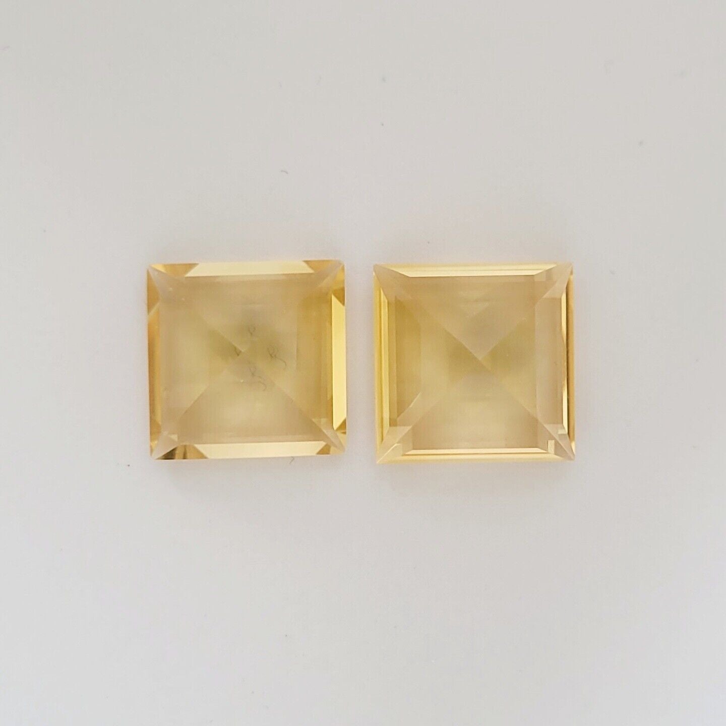 Citrine Square Large Pair Square Faceted Top Quality