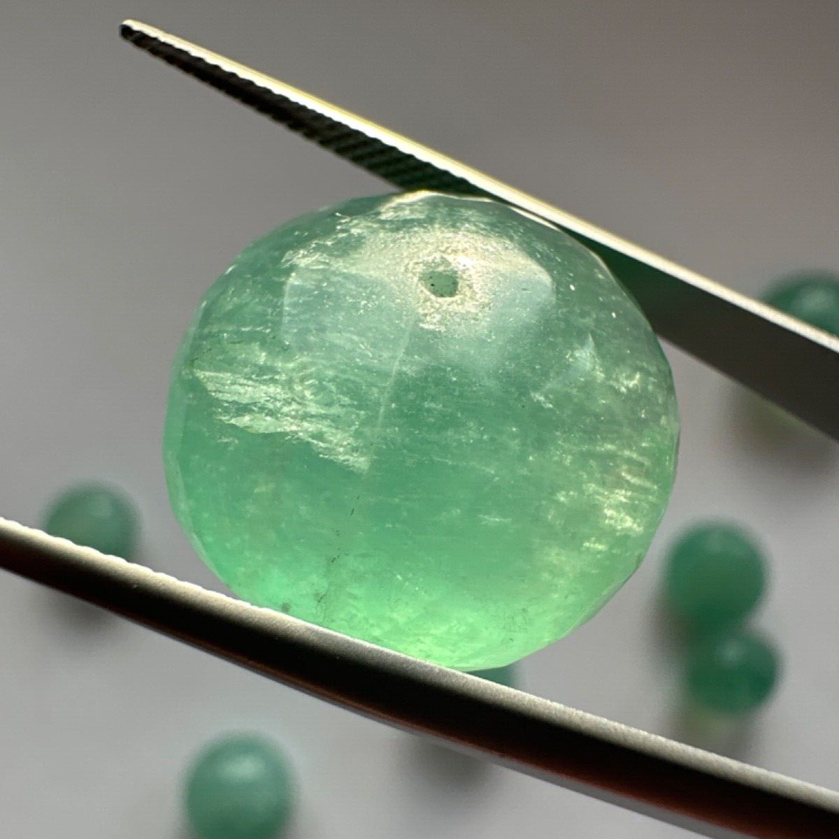 Chrysoprase Loose Beads Different Size Faceted Balls Set Of 2