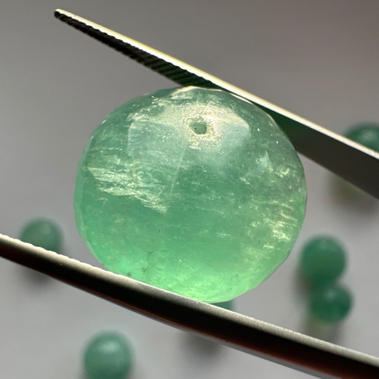 Chrysoprase Loose Beads Different Size Faceted Balls Set Of 2