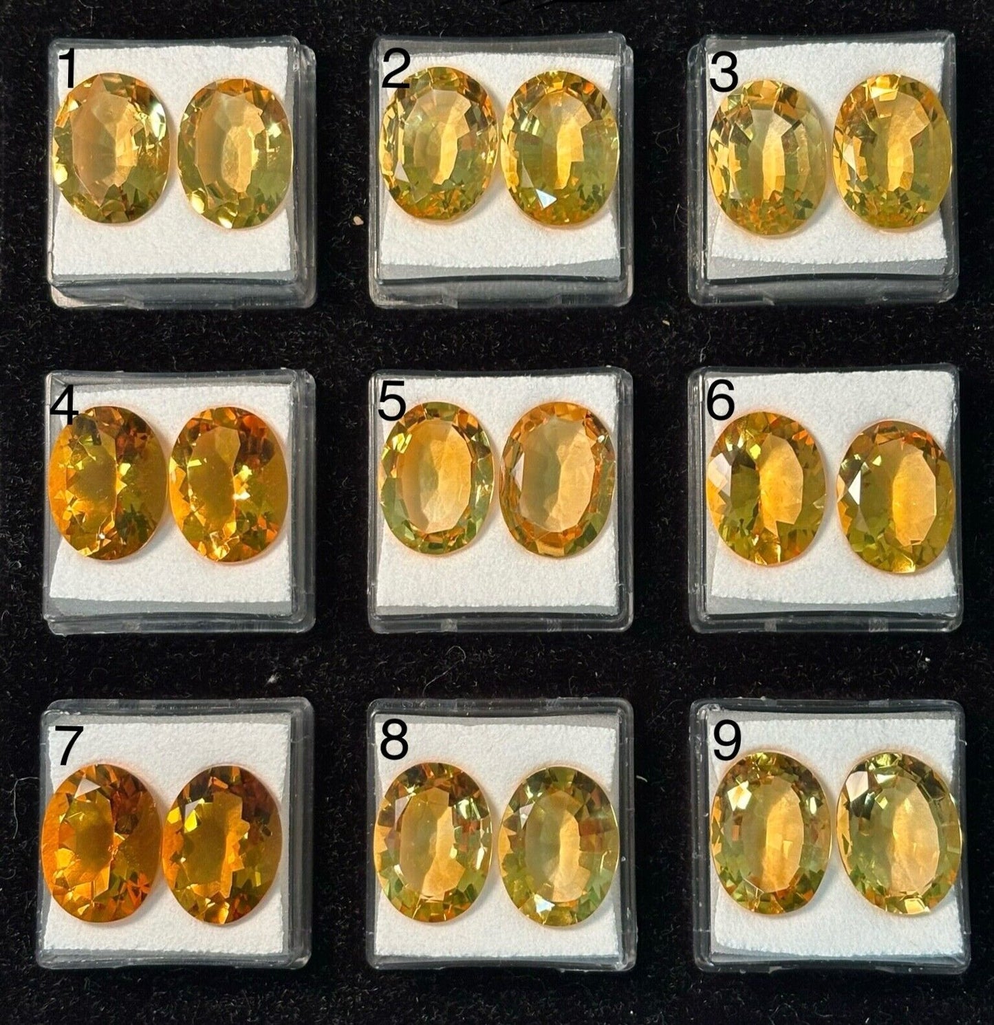 Citrine Sun Yellow Oval Cut Faceted Free Choice AAA+ Quality Pair