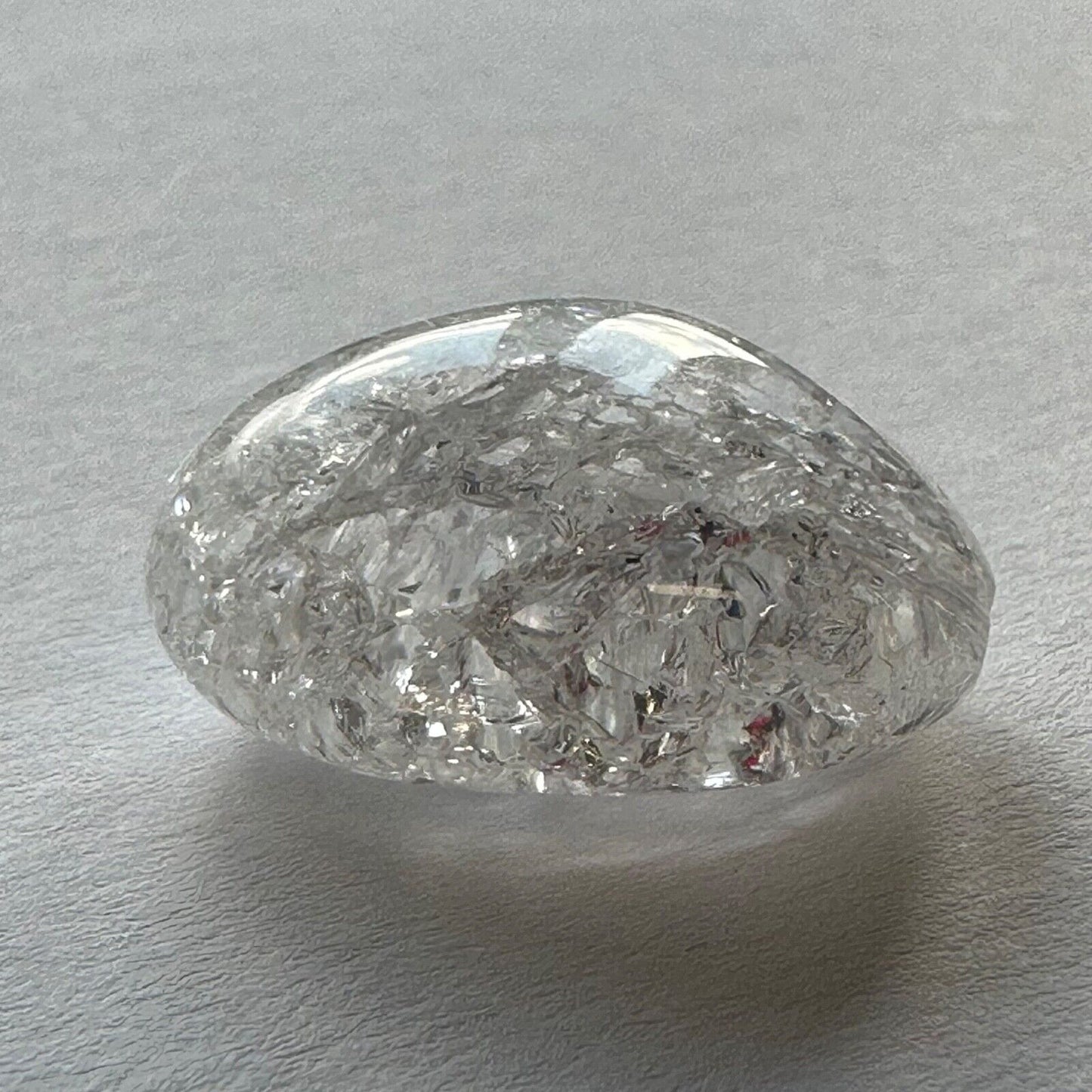 Polished mountain crystal Very nice interior Drilled 25,50mm x 19,04mm 42,74cts