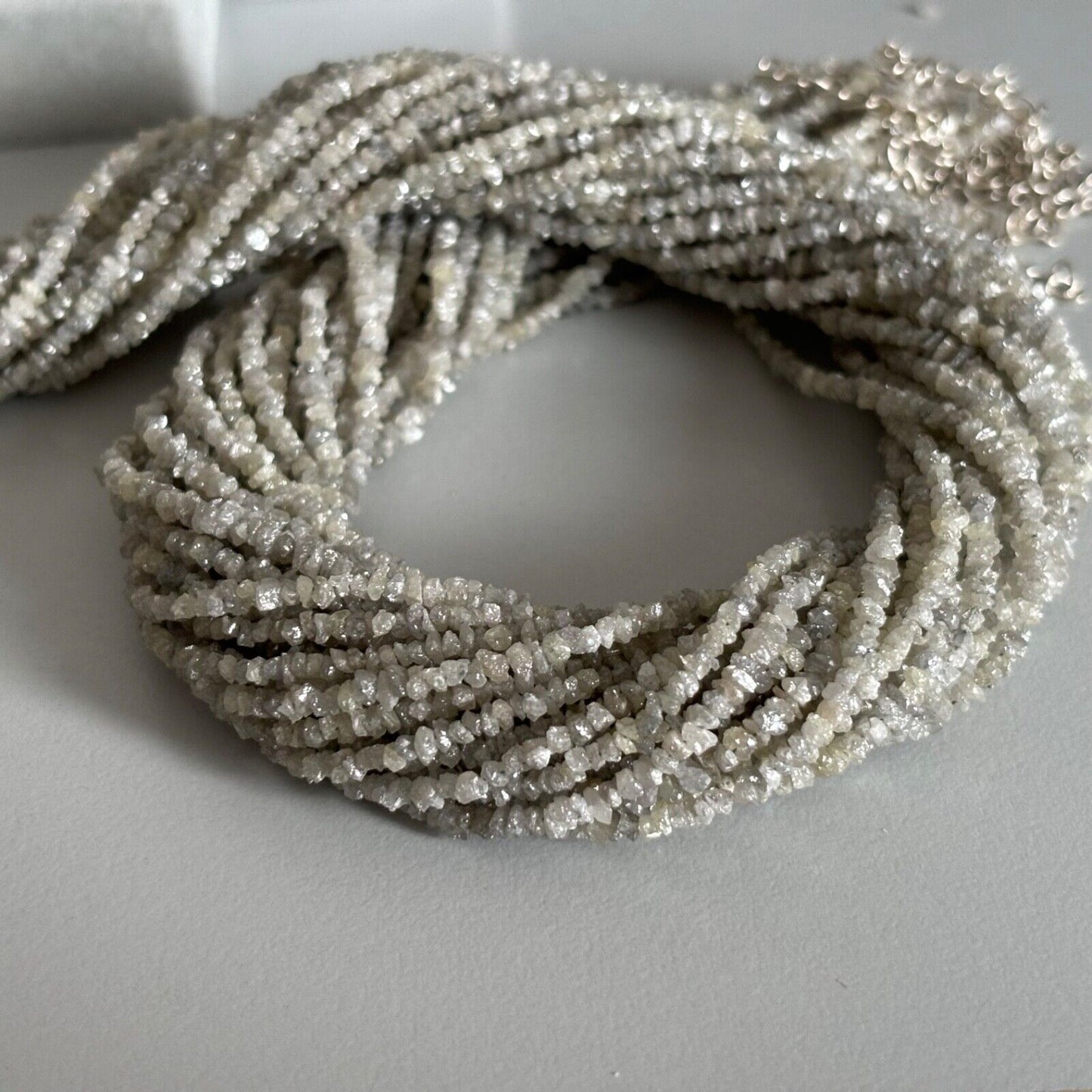 Echte graue Rohdiamant Kette mit 925 Silberverschluss ca. 45 cm wunderschön