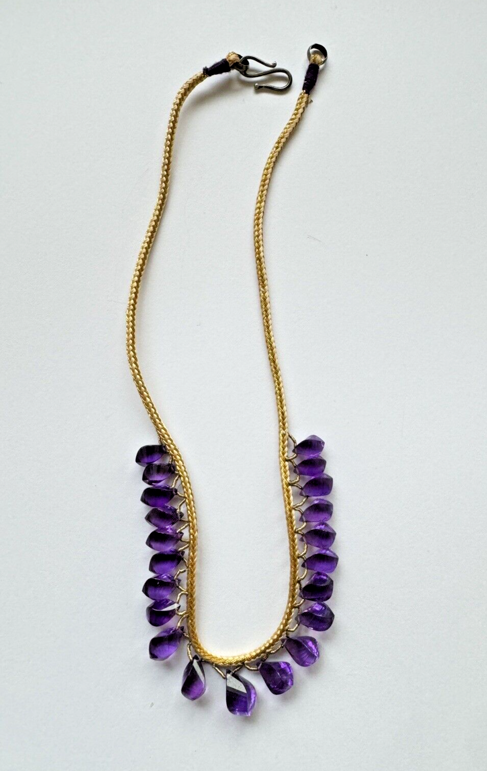 Beautiful Necklace With Faceted Amethyst Drops - Fancy Cut