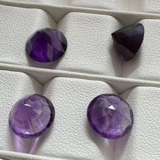 Amethyst, rund, dunkel, intensiv, lila, facettiert, sehr schön, 10 mm, 3,12 ct