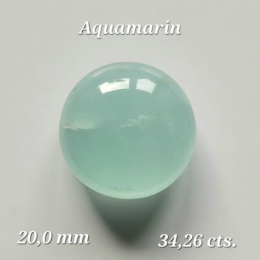 Aquamarine Blue Round Cabochon Shiny Gemstones 20 mm 34,26 Carats