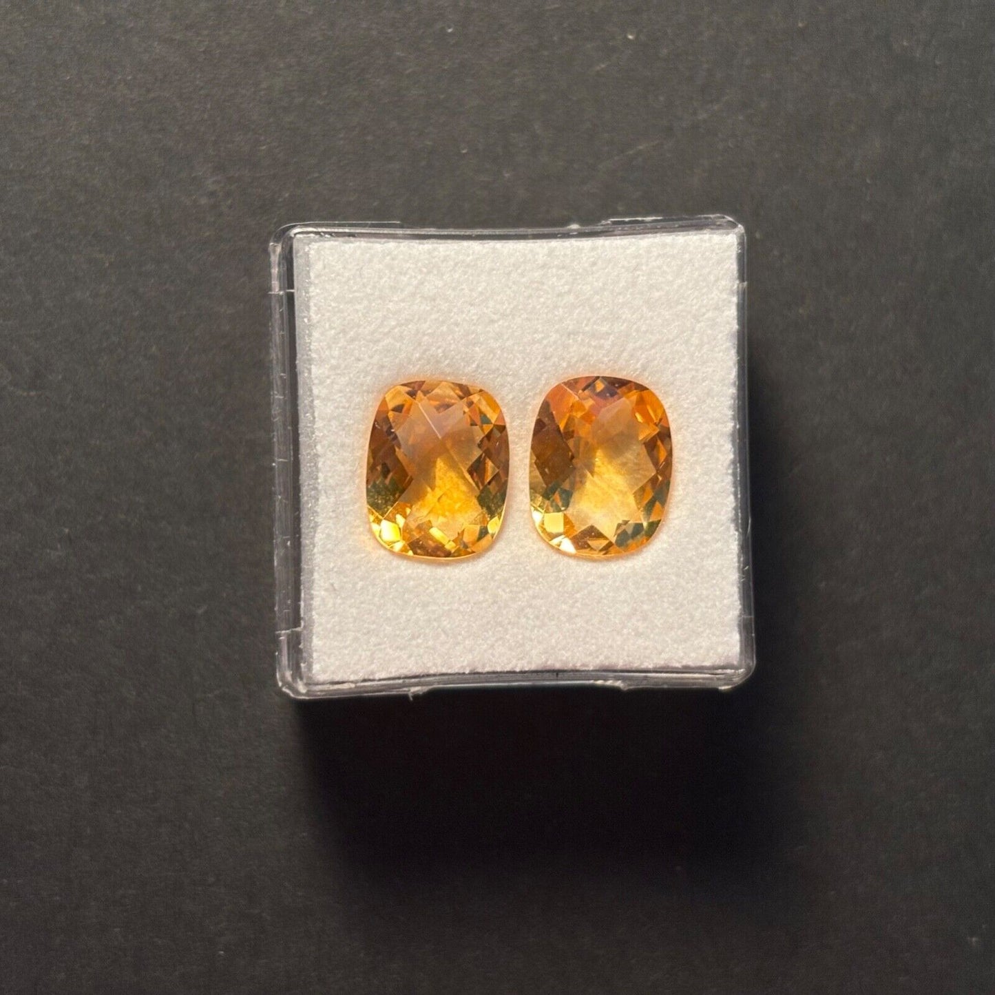 Citrine Sun Yellow Antique Cut Faceted 10x8mm 4.77 Carats AAA+ Quality Pair