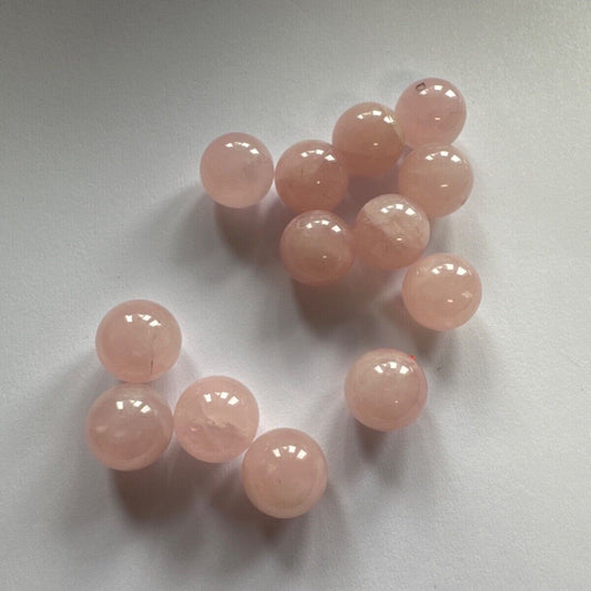 4 Pieces Round Beautiful Pink Quartz Loose Beads Drilled And With Inclusions