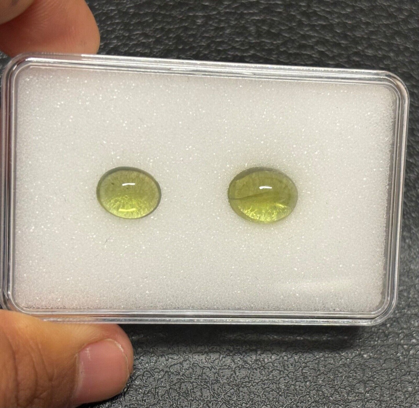 1 Piece Green Peridot Oval Cabochon With Inclusions