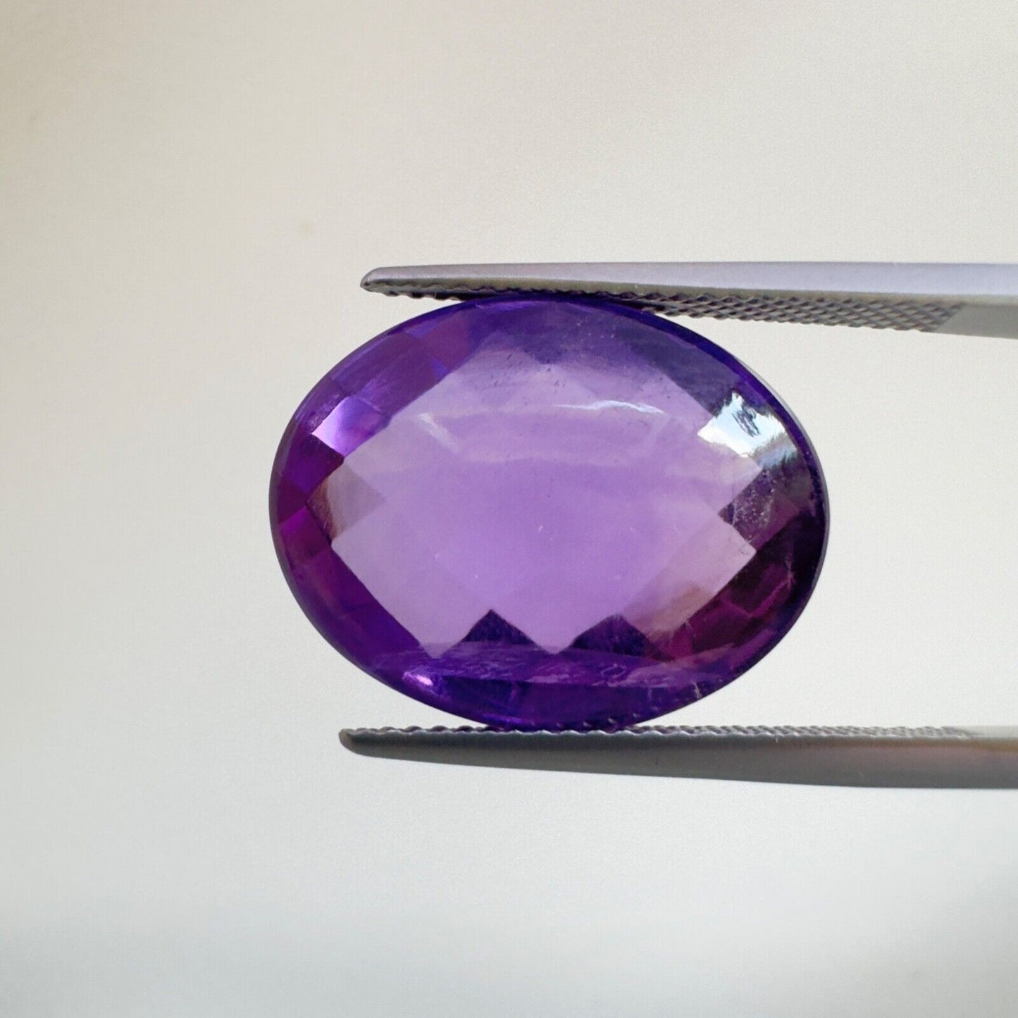 Amethyst Purple Oval Cut Faceted 18.6 x 14.6 mm 15.12 Carat With Inclusions