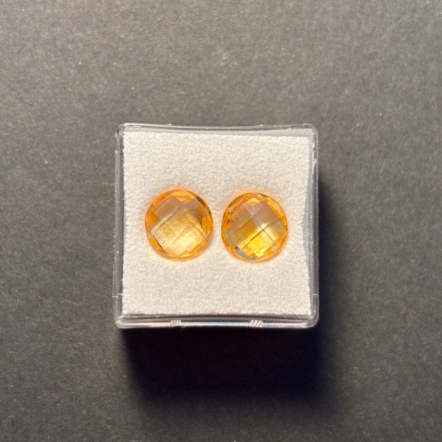 Citrine Sun Yellow Rose Cut Faceted 9 mm 5,20 Carats AAA+ Quality Pair