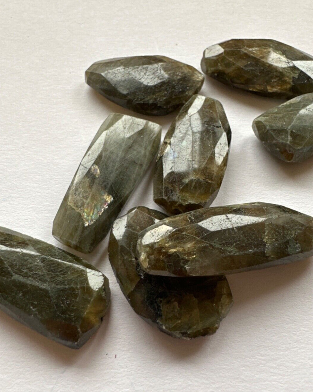 5 Huge Labradorite Fancy Beads Drilled With Great Opalescence!