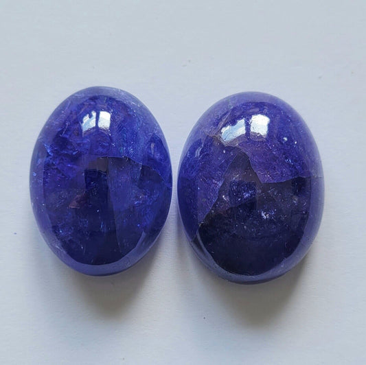 1 Piece Tanzanite Natural Blue Cabochon 63.13 cts / 28 x 21 mm Huge From Tanzania Pair