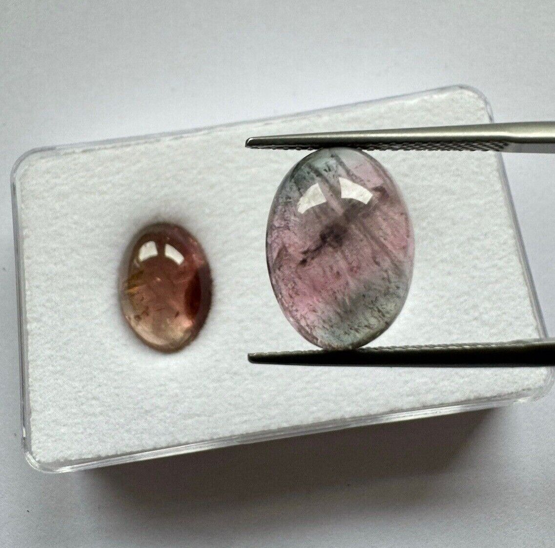 Natural Tourmaline Pair Great Colour Scheme Cabochon 14,22cts