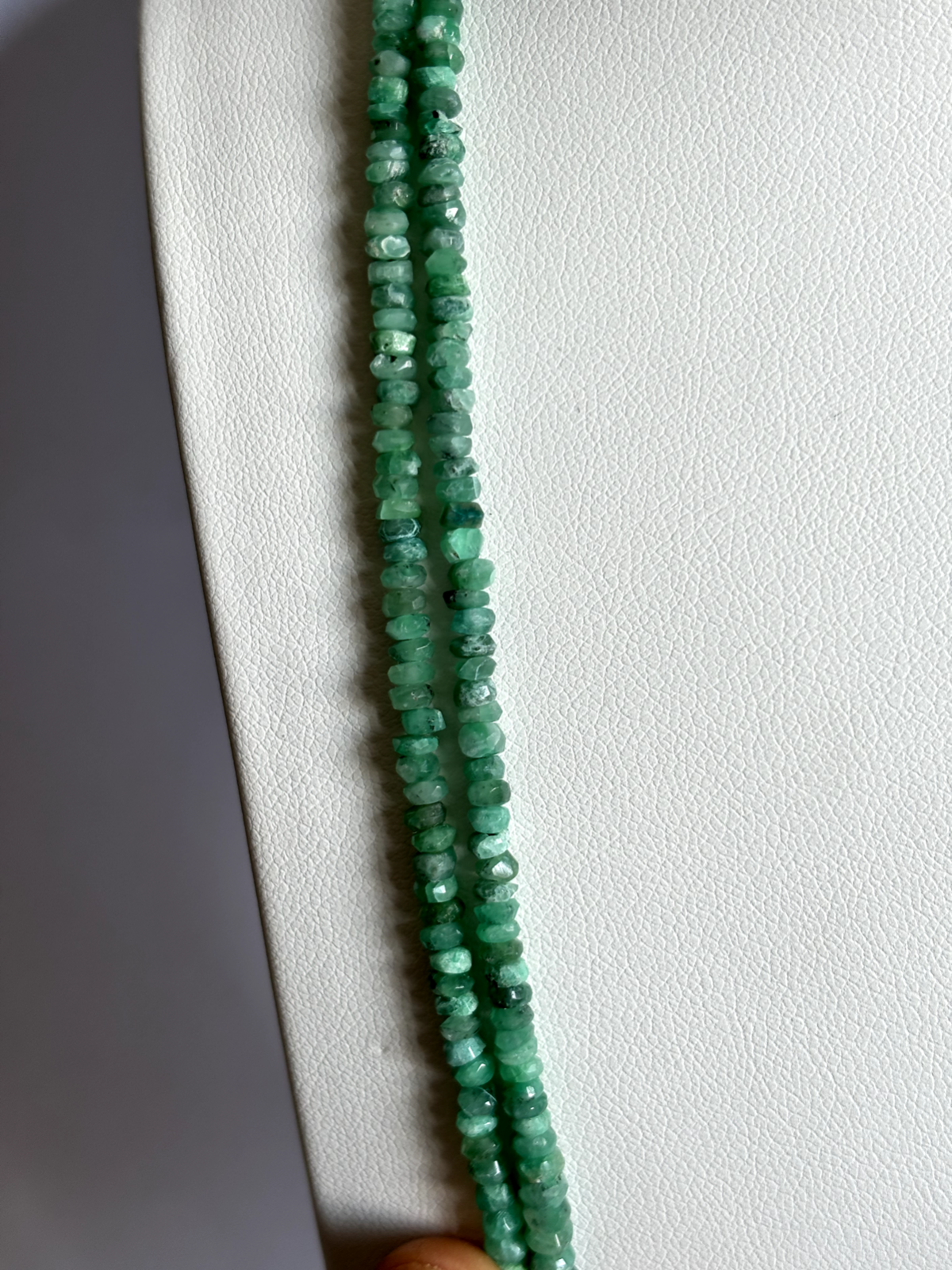 Rare Natural Emerald Rondelle Necklace 42cm 50-59,99 Carat With Silver Clasp