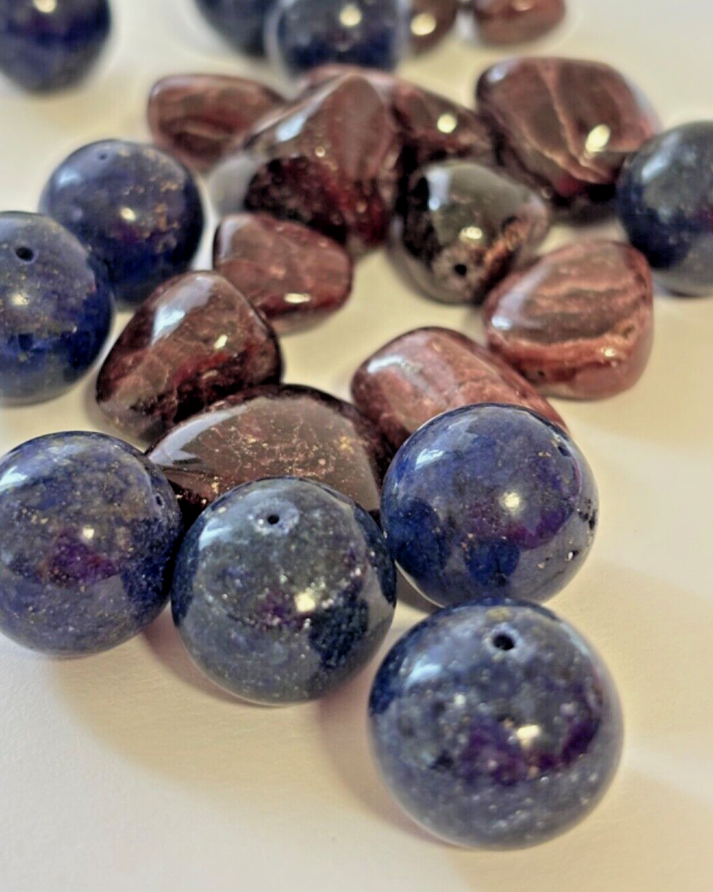 Lapis Lazuli and Ruby Balls Drilled And Mixed Bag of 11 Pieces