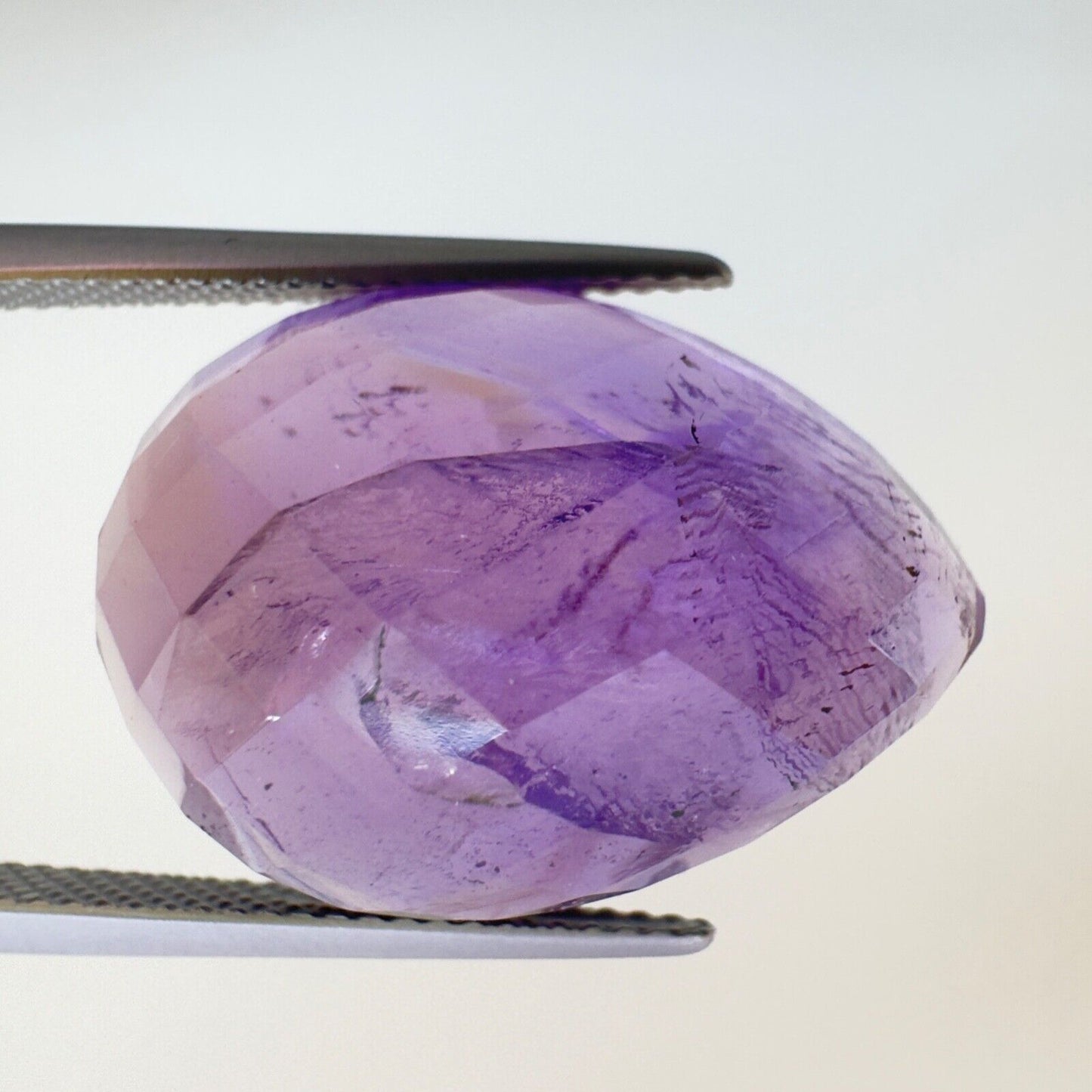 Amethyst Purple Drop Cut Faceted 22.3x16.2mm 22.14 Carat With Inclusions