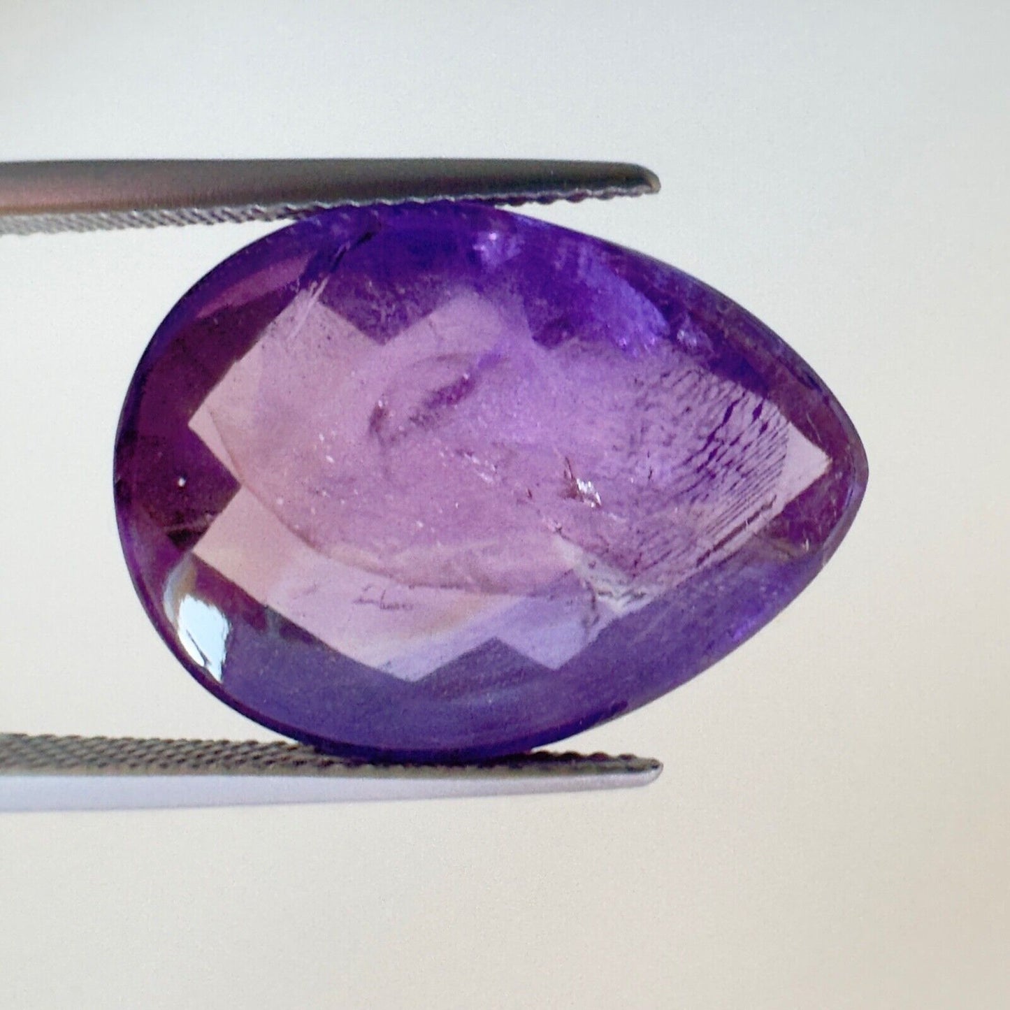 Amethyst Purple Drop Cut Faceted 22.3x16.2mm 22.14 Carat With Inclusions
