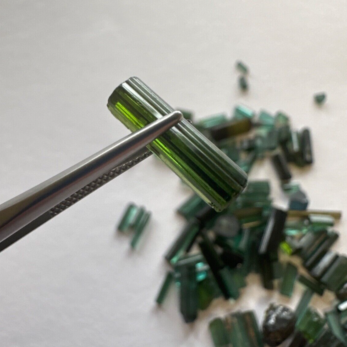 5 Pieces Very Rare Green Raw Tourmaline With Bling And Inclusions