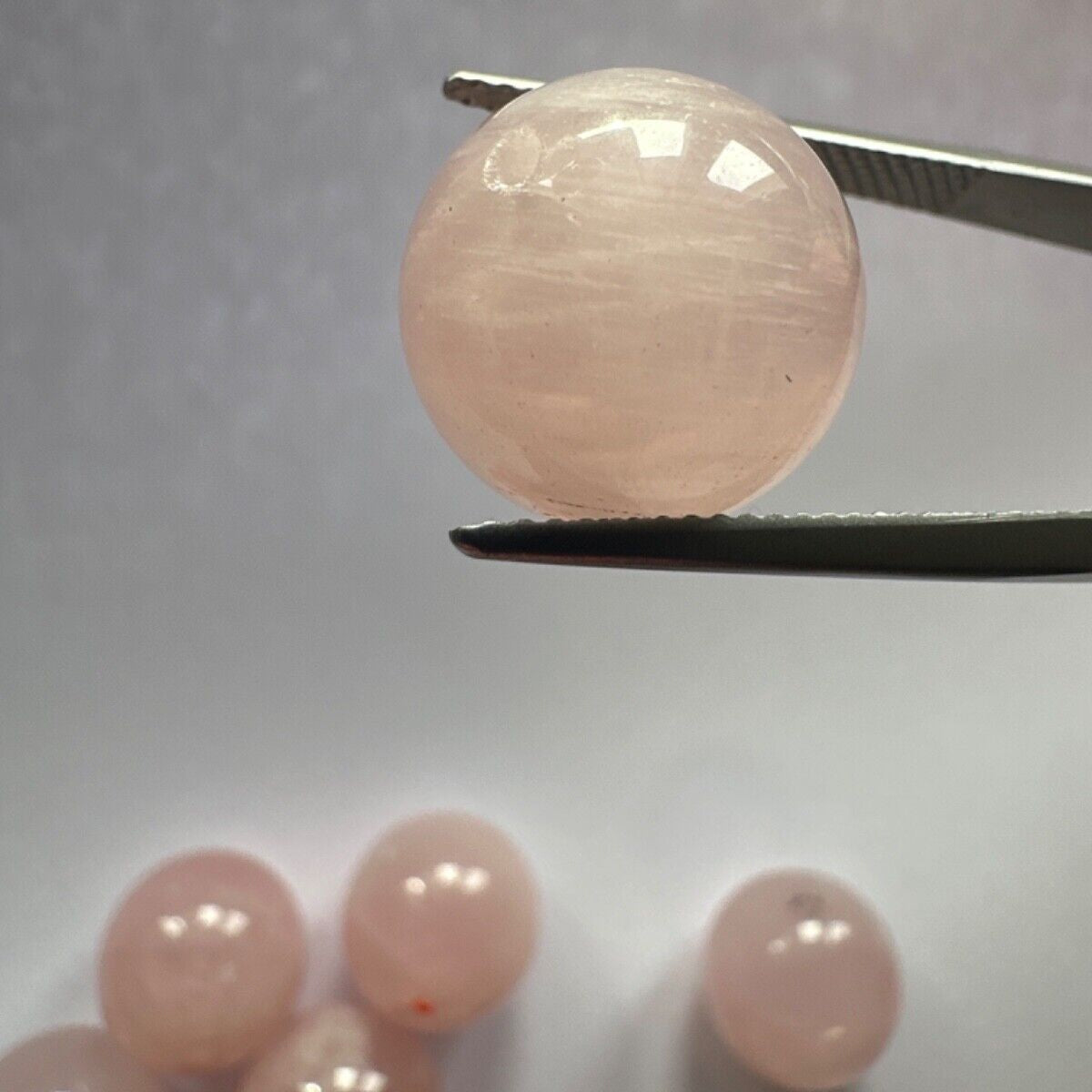 4 Pieces Round Beautiful Pink Quartz Loose Beads Drilled And With Inclusions